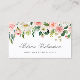 Carte De Visite Le rose argenté élégant d'aquarelle rougissent