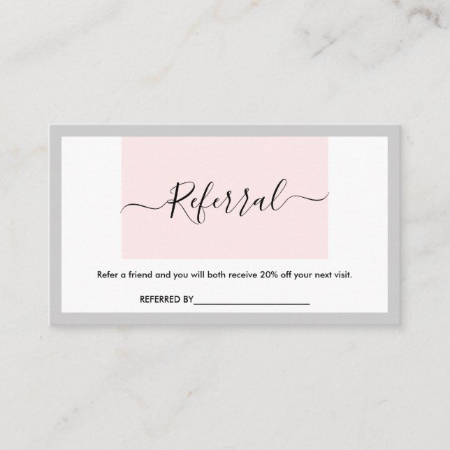 Carte De Visite Le rose de calligraphie moderne et gris-clair en (Devant)
