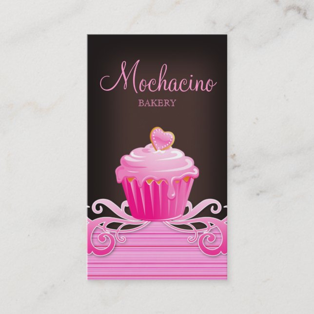Carte De Visite Le rose de petit gâteau de boulangerie (Devant)