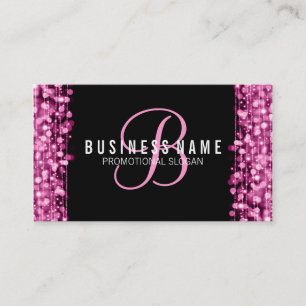Carte De Visite Le rose simple de monogramme s'allume et miroite