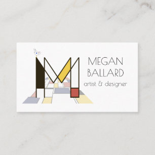 Carte De Visite Le style néoplasticisme art monogramme. Lettre M