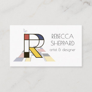 Carte De Visite Le style néoplasticisme art monogramme. Lettre R