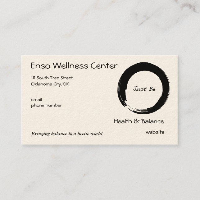 Carte De Visite Le symbole de zen avec "soit juste " (Devant)