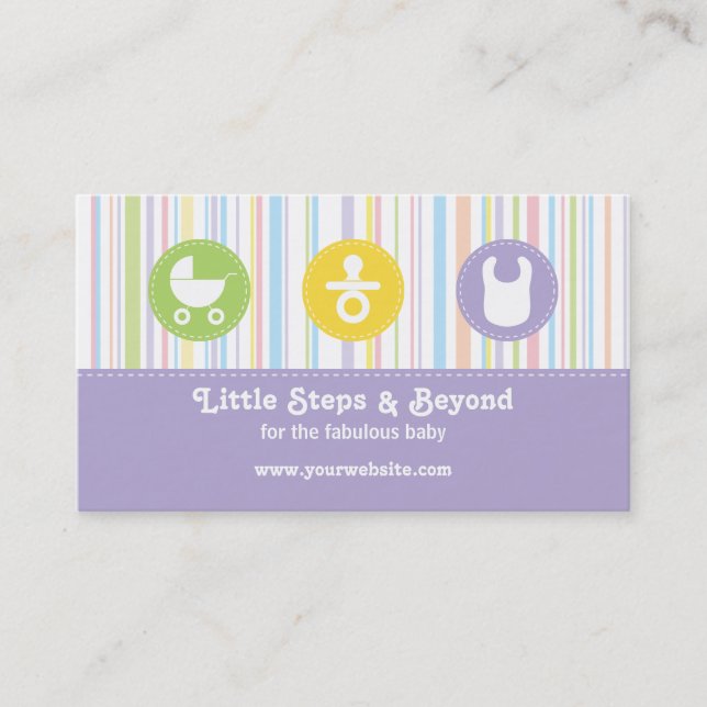 Carte De Visite Le trio d'icône de bébé barre le lilas (Devant)