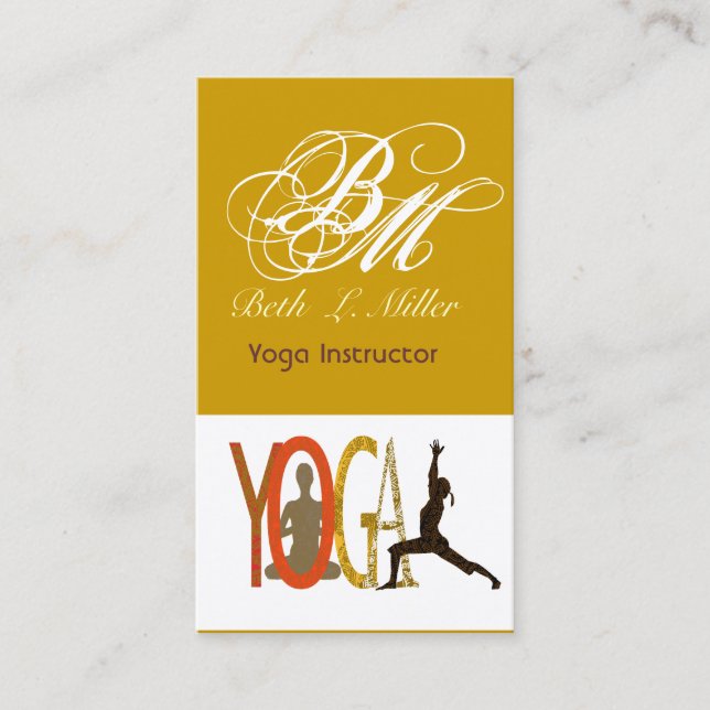 Carte De Visite Le yogi décoré d'un monogramme de yoga a adapté la (Devant)