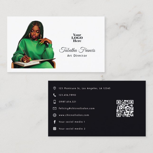 Carte De Visite Leadership féminin afro-noir (Devant / Derrière)