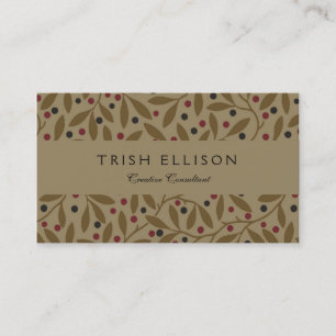 Carte De Visite Leaf Berry Classique Colorful Art Motif