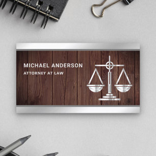 Carte De Visite L'échelle Rustic Wood Silver Justice Avocat Procur