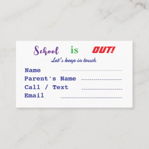 Carte De Visite L'école est sortie pour les enfants