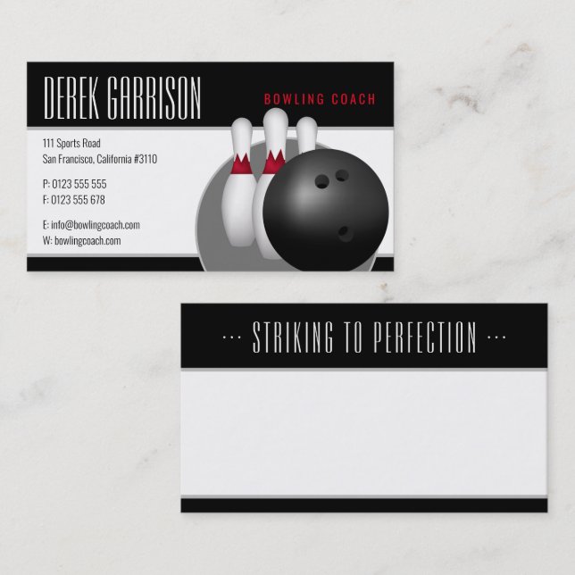 Carte De Visite Leçons de bowling pour débutants | Professionnel (Devant / Derrière)