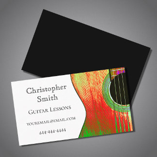 Carte De Visite Leçons de musique guitare moderne rouge vert