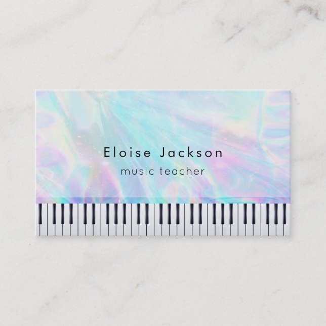 Carte De Visite leçons de musique pianiste aux couleurs pastel (Devant)