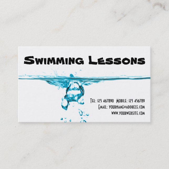 Carte De Visite Leçons de natation (Devant)