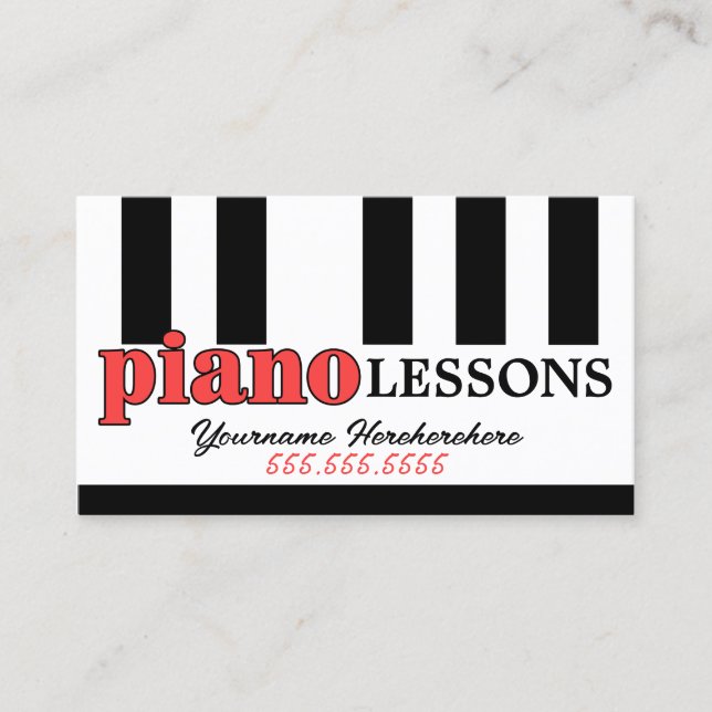 Carte De Visite Leçons de piano Réglage de piano Clavier de design (Devant)