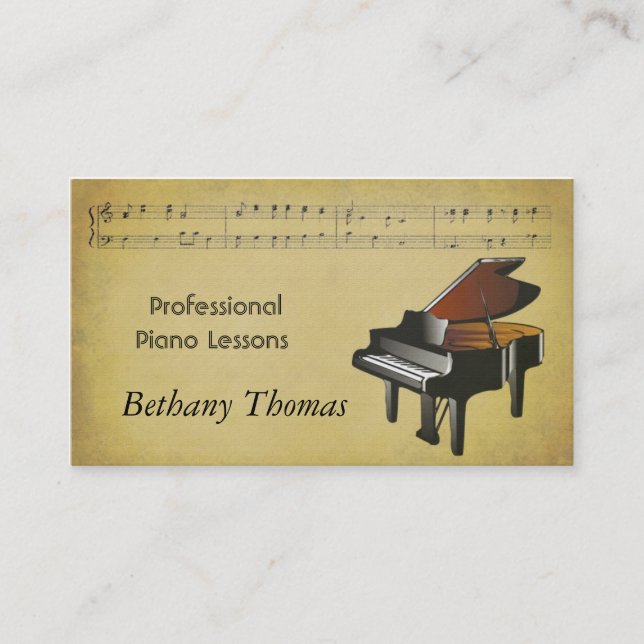 Carte De Visite Leçons de piano Ventes de piano (Devant)