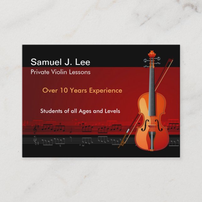 Carte De Visite Leçons de violon élégantes (Devant)