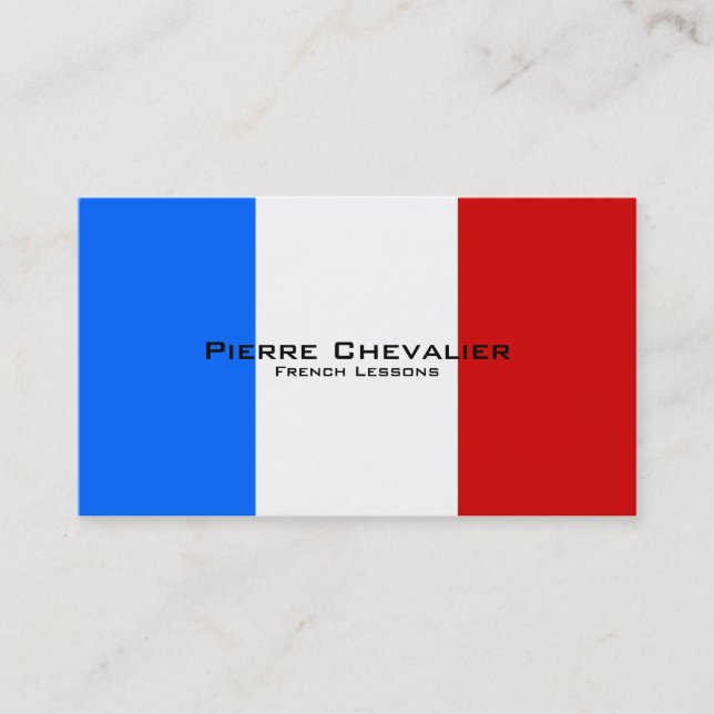 Carte De Visite Leçons françaises/professeur français/drapeau de (Devant)
