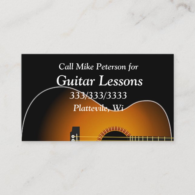 Carte De Visite Leçons simples de base de guitare (Devant)