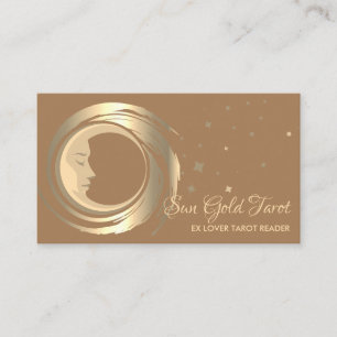 Carte De Visite Lecteur de tarot brun étoiles lune soleil céleste