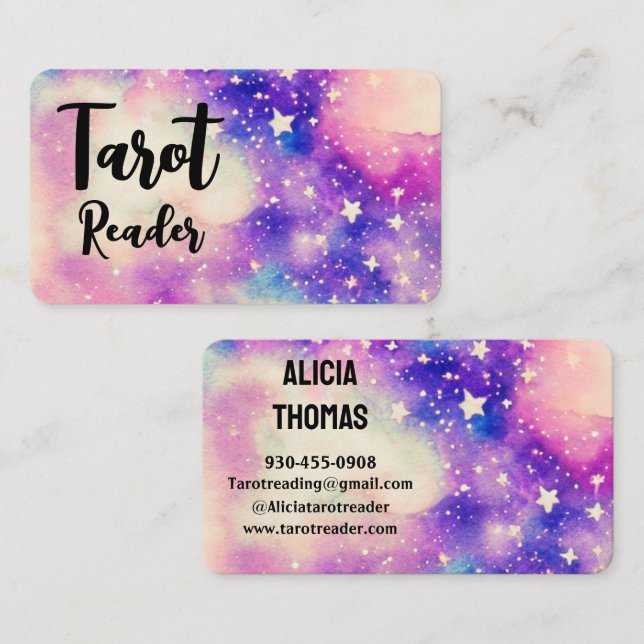 Carte De Visite Lecteur de Tarot étoiles psychiques espace garderi (Devant / Derrière)