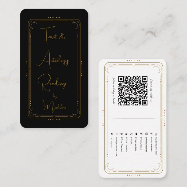Carte De Visite Lecteur de tarot mystique Connexion aux médias soc (Devant / Derrière)