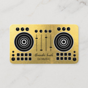 Carte De Visite Lecteur DJ Black et Gold White Tourne-disque 