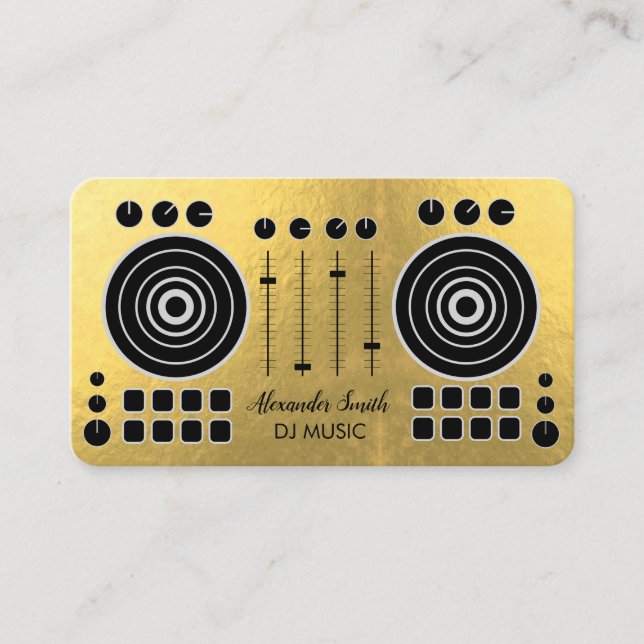 Carte De Visite Lecteur DJ Black et Gold White Tourne-disque (Devant)