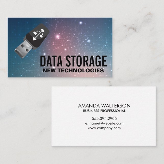 Carte De Visite lecteur USB | Stockage des données techniques (Devant / Derrière)