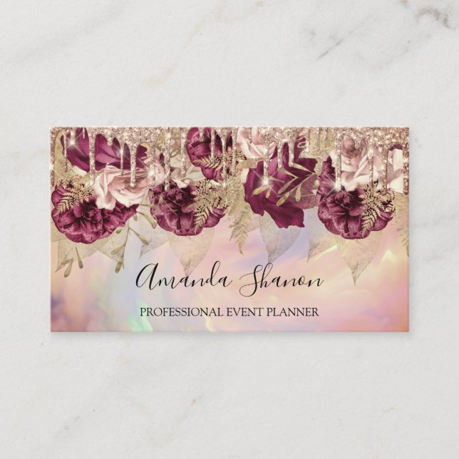 Carte De Visite Lecteurs de fleurs Rose professionnels Logo QR COD (Devant)