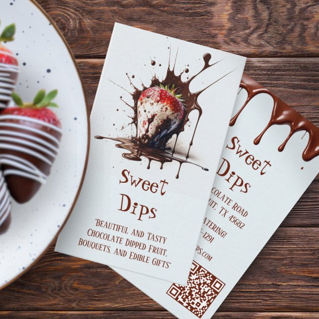 Carte De Visite Lecteurs de fraises recouverts de chocolat (Chocolate Covered Strawberry Drips Business Card)