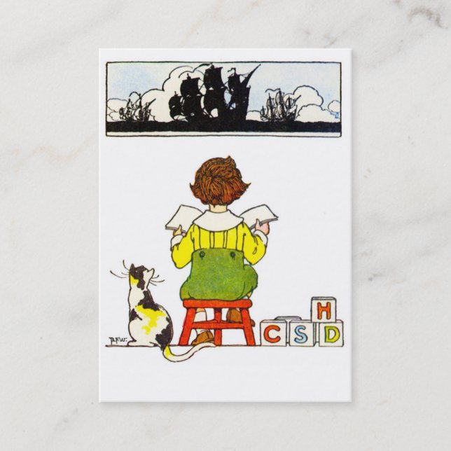 Carte De Visite Lecture de garçon (Devant)