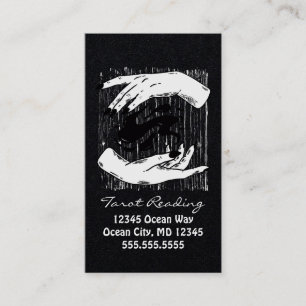 Carte De Visite Lecture de Tarot Noir et Blanc Mains