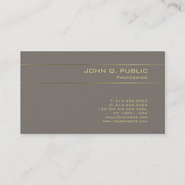 Carte De Visite L'Effet Or Trendy Sophistiqué Luxe Plaine (Devant)