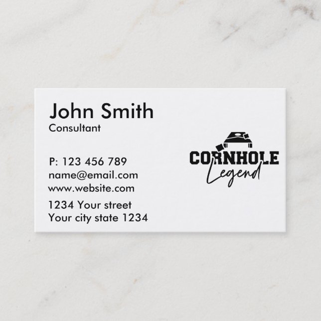 Carte De Visite Légende de Cornhole (Devant)