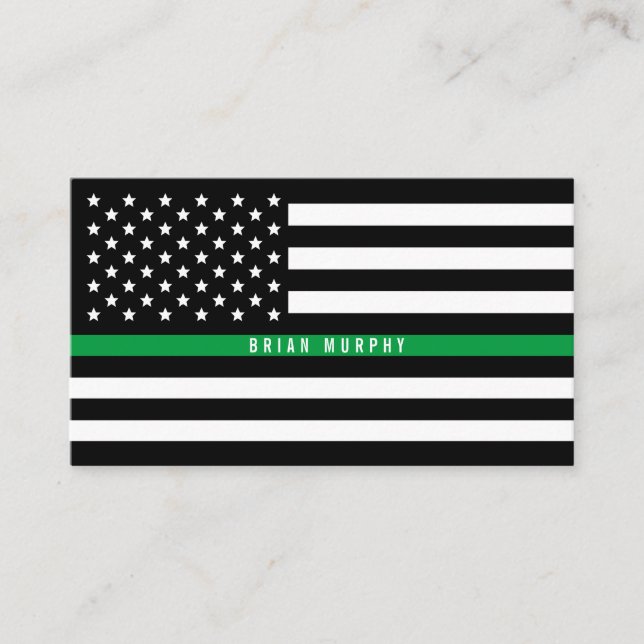 Carte De Visite Légère ligne verte American Flag Professional (Devant)