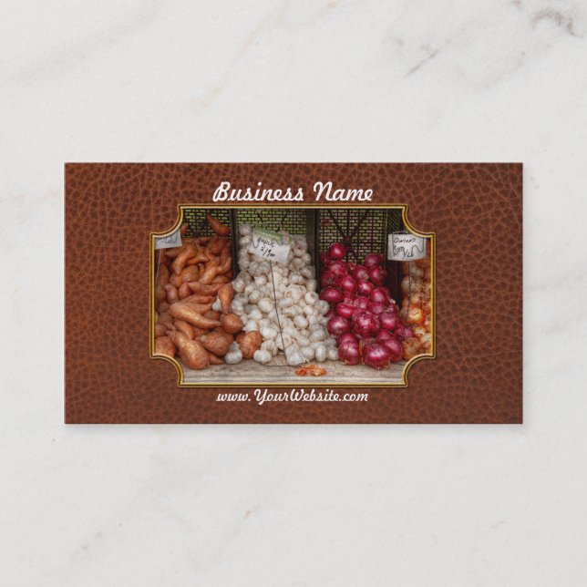 Carte De Visite Légumes - pommes de terre douces, ail et oignons (Devant)