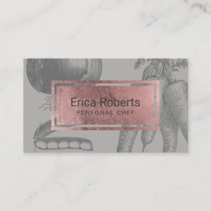 Carte De Visite Légumes roses de cru d'étiquette d'or de chef
