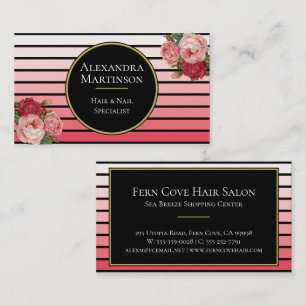 Carte De Visite L'élégante flûte moderne Blush Ombre Stripes Vi