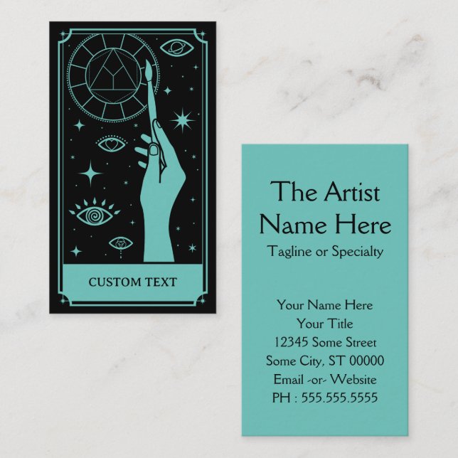 Carte De Visite l'enseignant art texte personnalisé (Devant / Derrière)