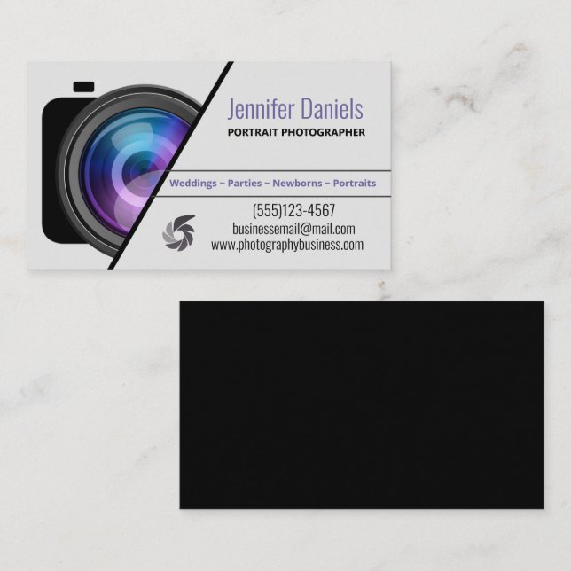 Carte De Visite Lentilles de caméra reflex de photographie profess (Devant / Derrière)
