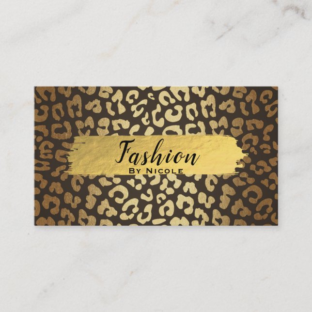 Carte De Visite Leopard Cheetah Peau animale Imprimer Glam moderne (Devant)