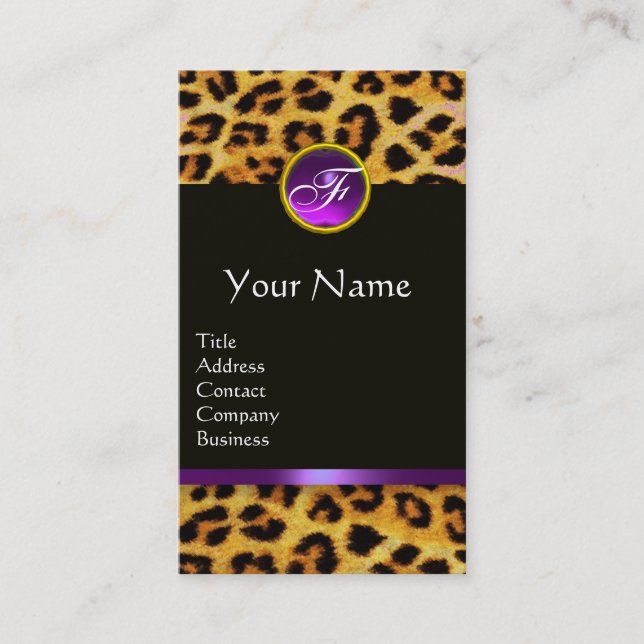 CARTE DE VISITE LEOPARD FOUR, PURPLE NOIR GEMSTONE MONOGRAM (Devant)