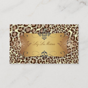 Carte De Visite Leopard spots aux naturels + brin de damas