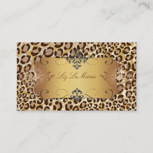 Carte De Visite Leopard spots aux naturels + brin de damas