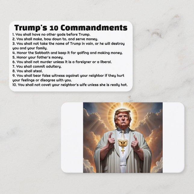 Carte De Visite Les 10 commandements de Trump (Devant / Derrière)