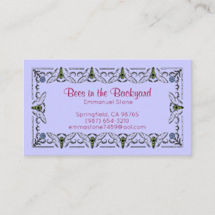 Carte De Visite Les abeilles dans le Jardin Lavender Bleu