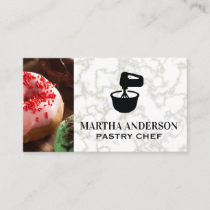 Carte De Visite Les beignets Marbre blanc Or Bol de mélange
