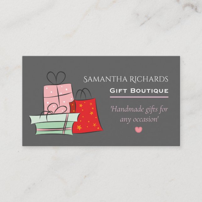 Carte De Visite Les cadeaux roses gris modernes vendent le magasin (Devant)