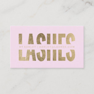 Carte De Visite Les cils modernes coupés faux or typographie rose