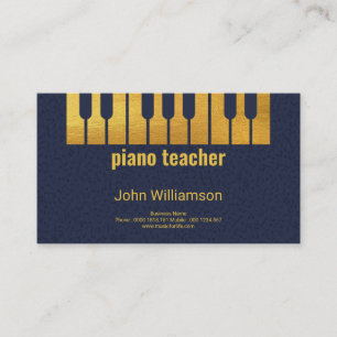 Carte De Visite Les clés créatives de piano d'or gravent les notes